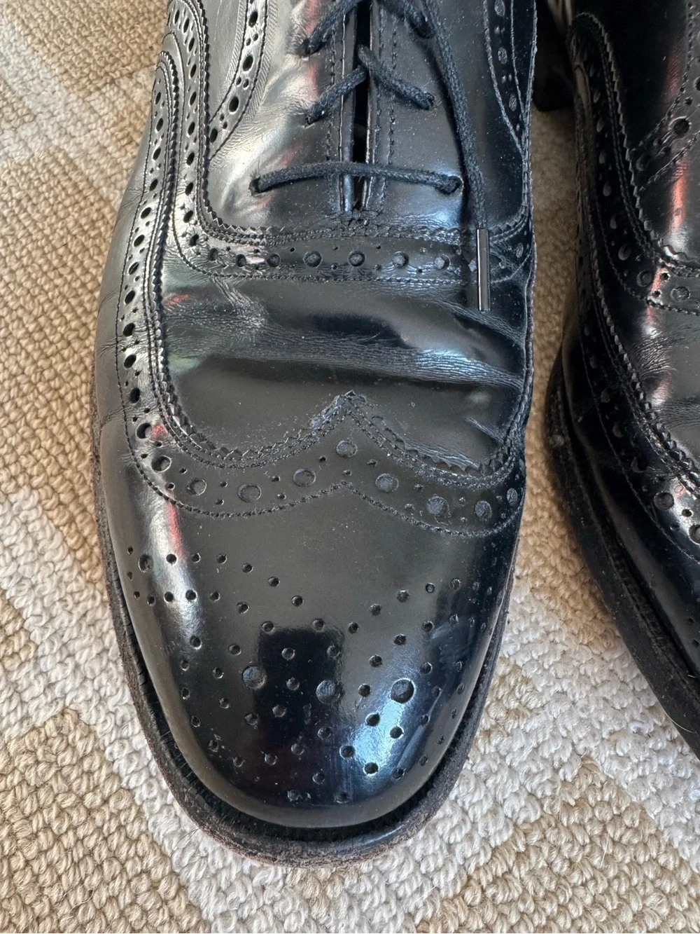 Johnson & Murphy Black Leather Wingtip Oxford Dress Shoes USA Men’s 10